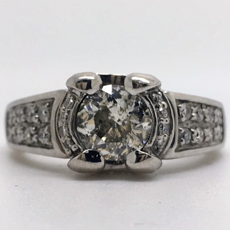 1.41 Carat Four-Prong Vintage Diamond Engagement Ring in 14k White Gold